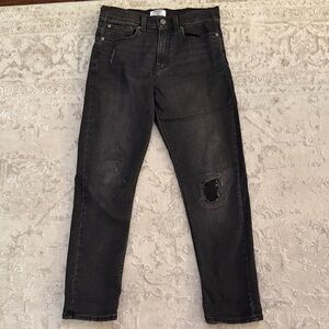 Levi's Black Slim Straight Kids Jeans with Knee Rip